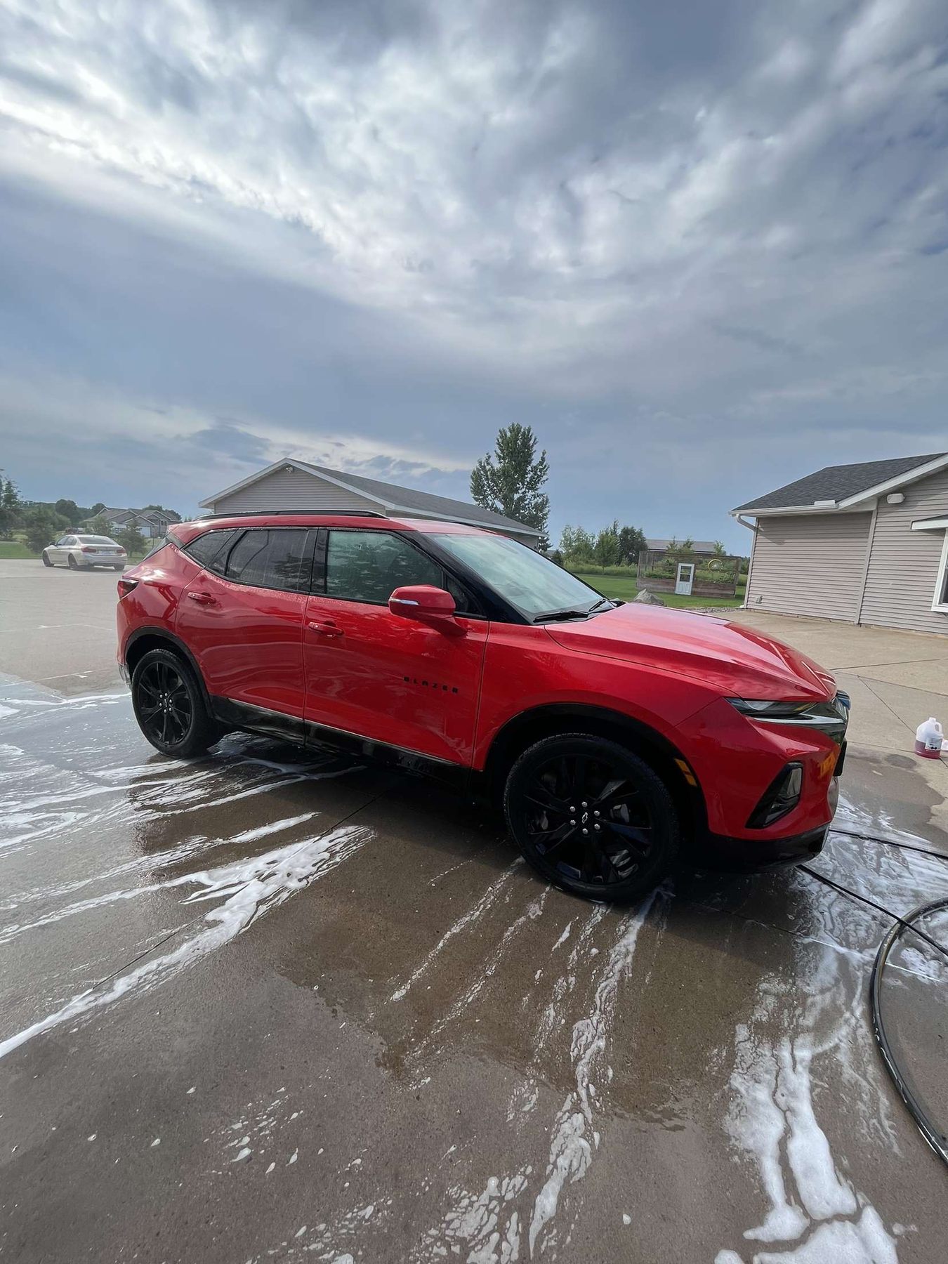 Red SUV after exterior wash
