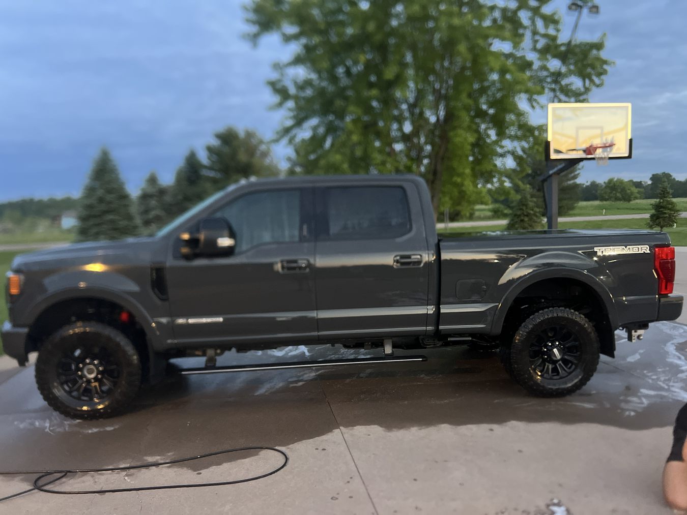 Black truck after a mobile wash